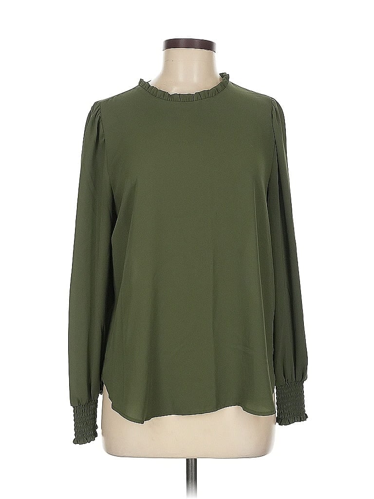 Pre-owned Ann Taylor Loft Long Sleeve Blouse In Green