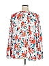 Bobeau 100% Polyester Floral White Long Sleeve Blouse Size 1X - photo 2