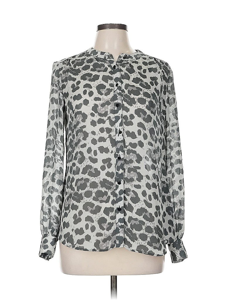 Pre-owned Banana Republic Long Sleeve Blouse In Silver