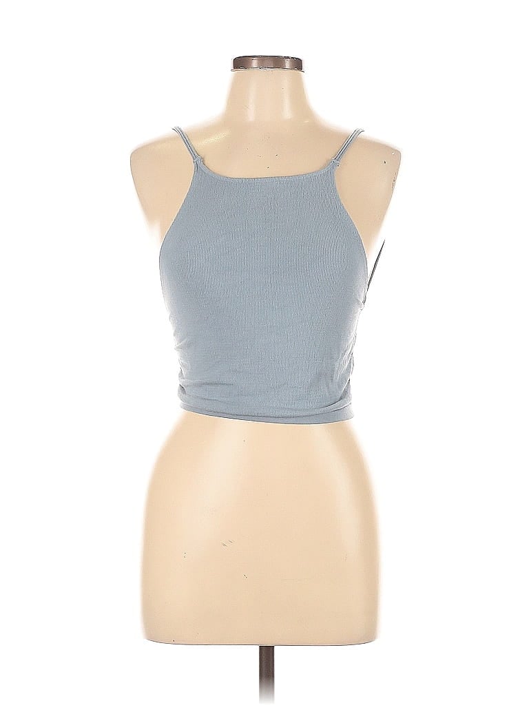 Pre-owned Out From Under Tank Top Blue Halter Neckline Tops