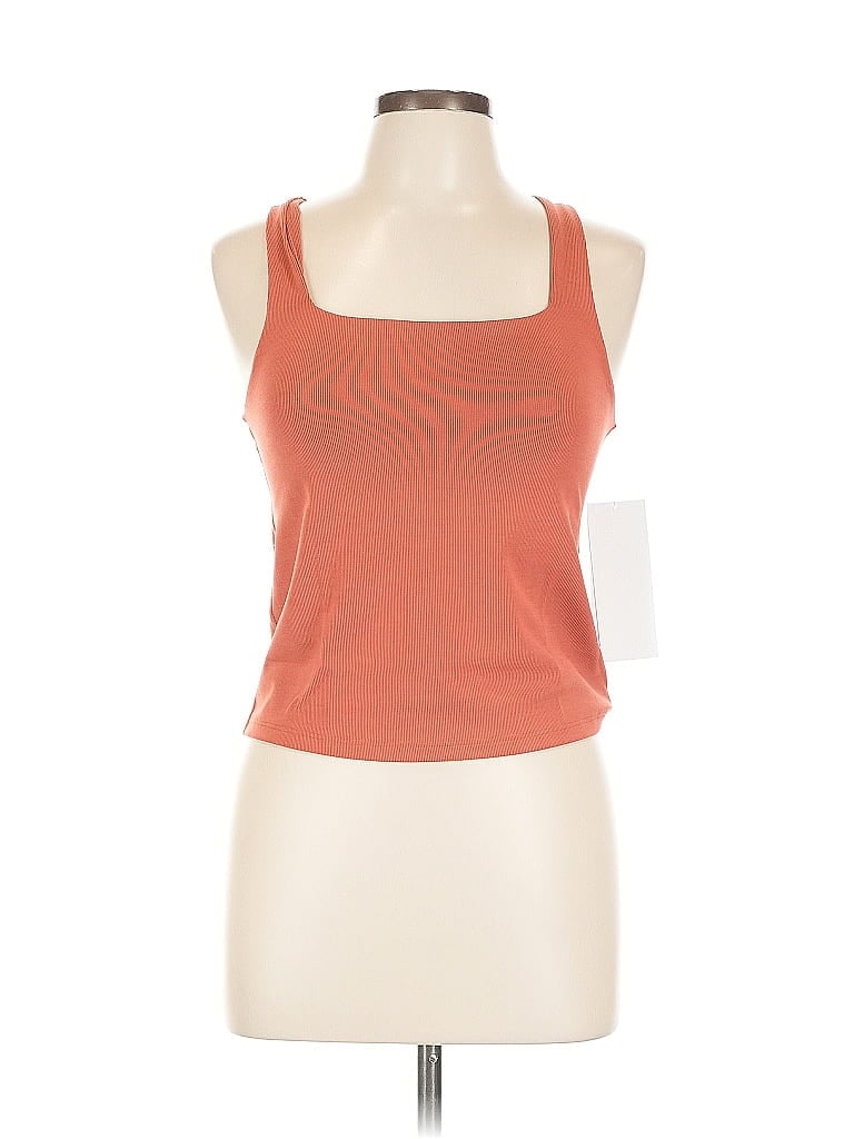 Lezat Tank Top Orange Square Neckline Tops In Orange