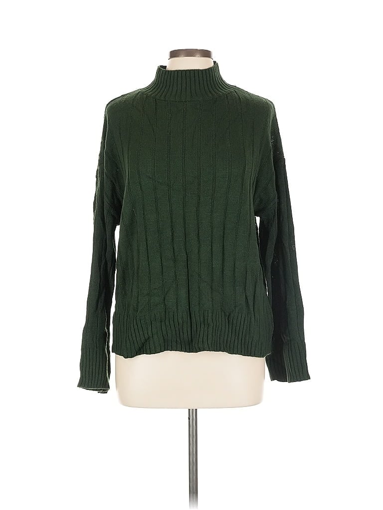 Pre-owned Shein Curve Turtleneck Sweater In Green