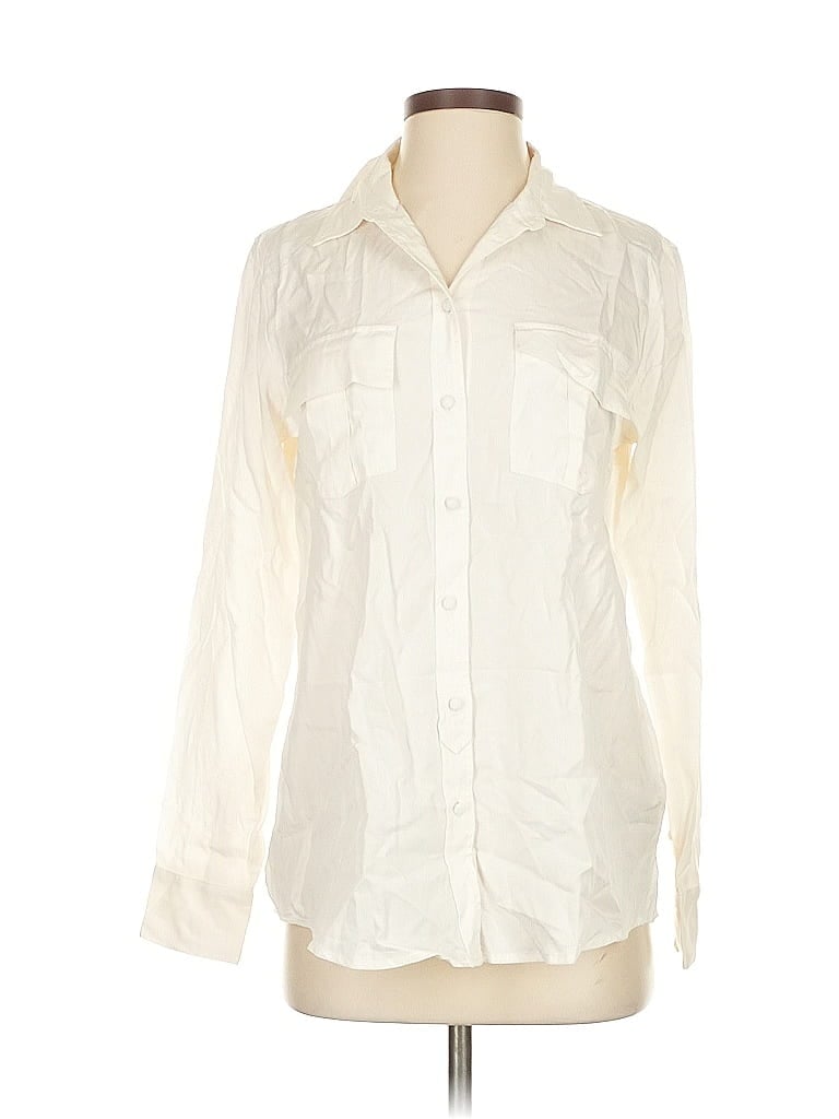 Pre-owned Banana Republic Long Sleeve Blouse In White