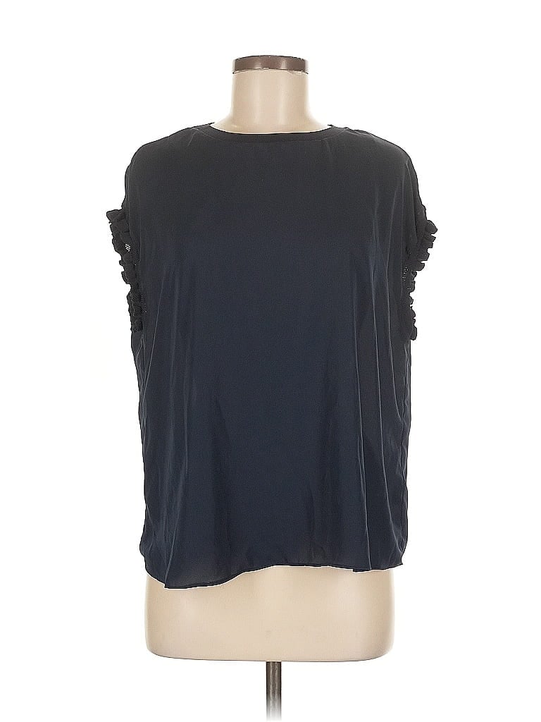 Click to view more detailed imagery on our partner's website Pre-owned T Tahari Short Sleeve Top Blue Cold Shoulder Neckline Tops