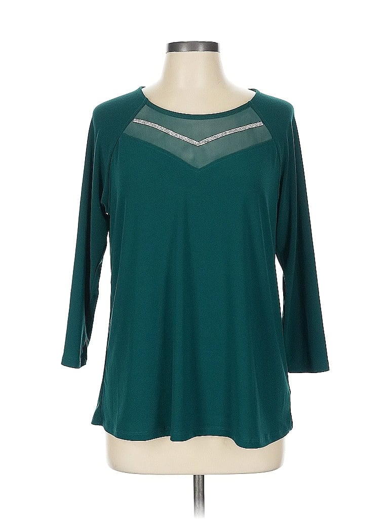Pre-owned Love Scarlett 3/4 Sleeve Top Teal Scoop Neck Tops In Blue