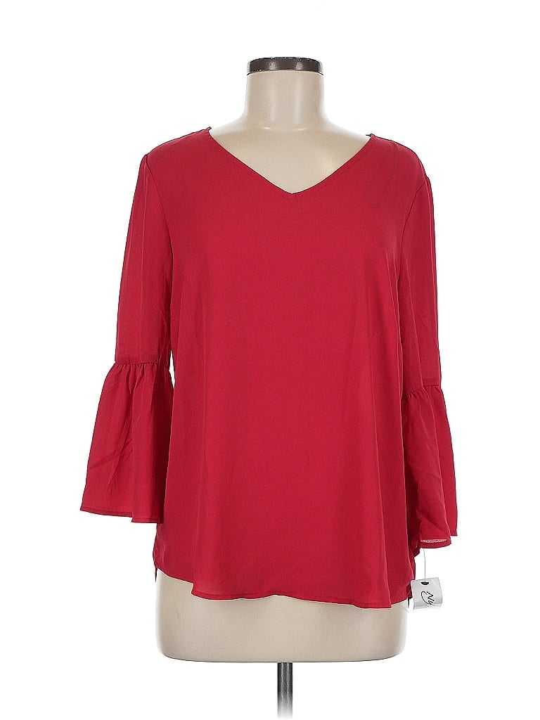 Click to view more detailed imagery on our partner's website Pre-owned Ny Collection 3/4 Sleeve Blouse In Red
