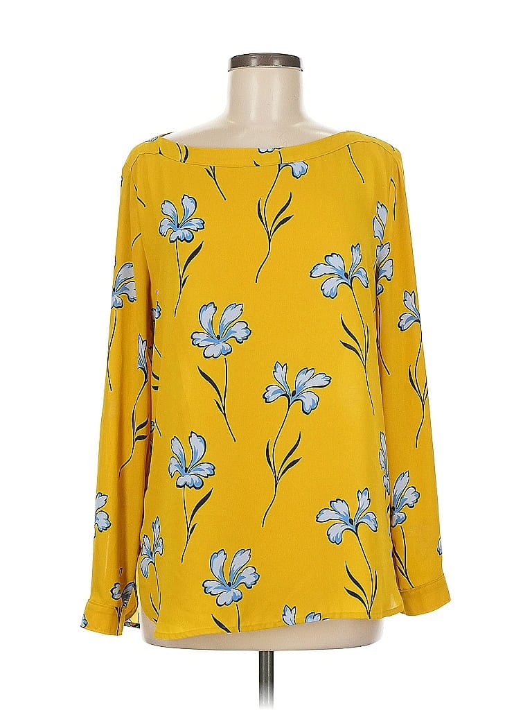 Pre-owned Ann Taylor Loft Long Sleeve Blouse In Yellow