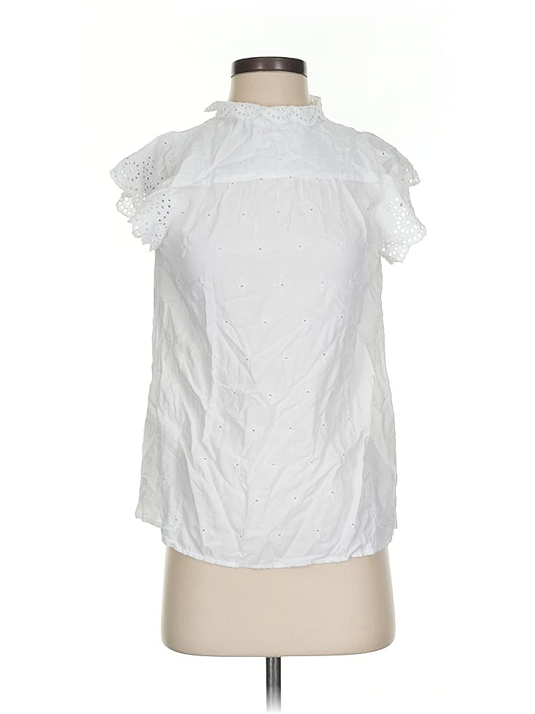 Pre-owned Ann Taylor Loft Short Sleeve Blouse In White