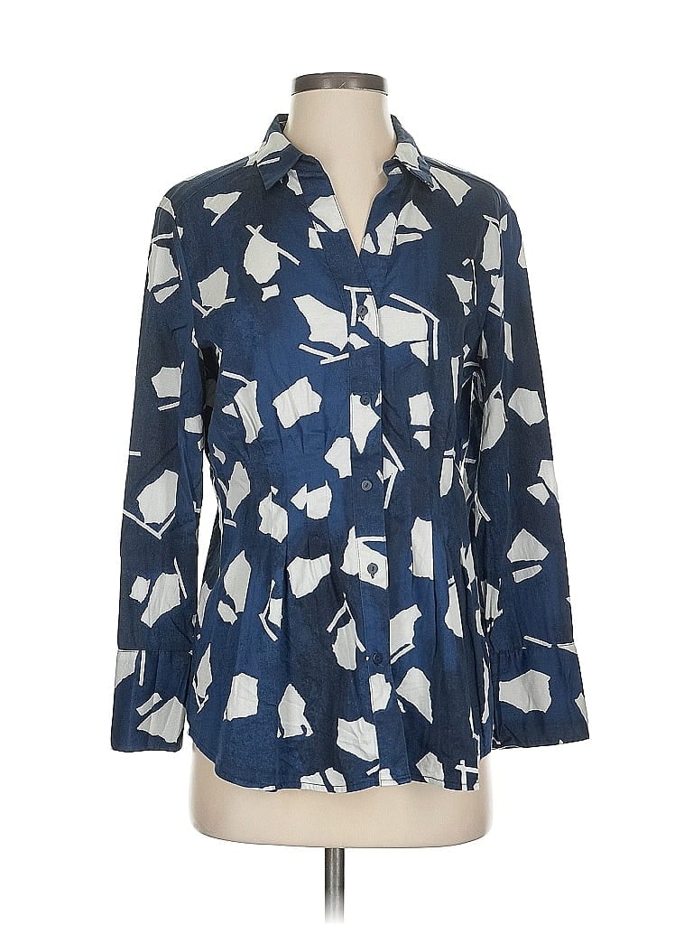 NIC + ZOE Pre-owned Long Sleeve Blouse In Blue