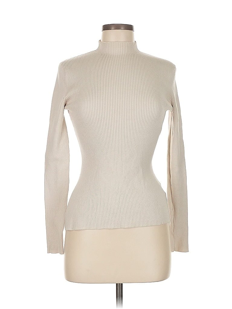 Pre-owned H&m Turtleneck Sweater In White