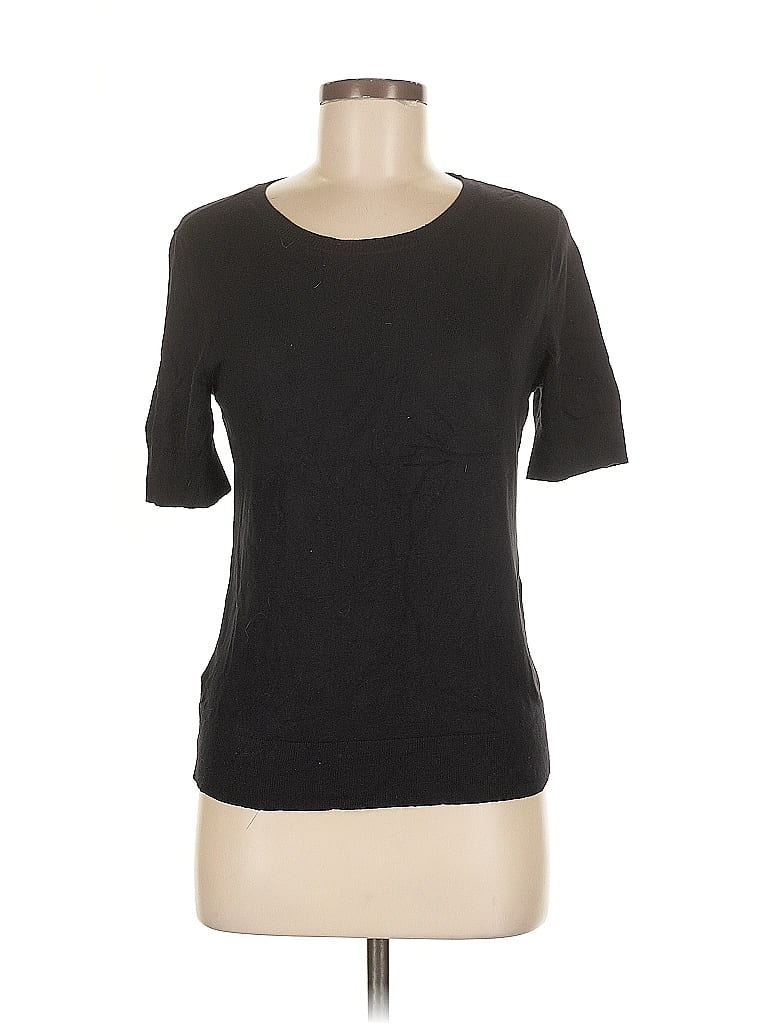 Pre-owned Ann Taylor Factory Short Sleeve Top Black Crew Neck Tops
