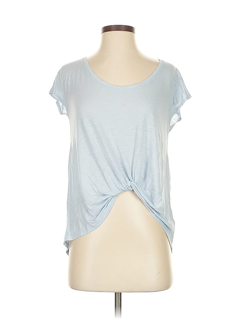 Pre-owned Pure And Good Short Sleeve Top Blue Scoop Neck Tops