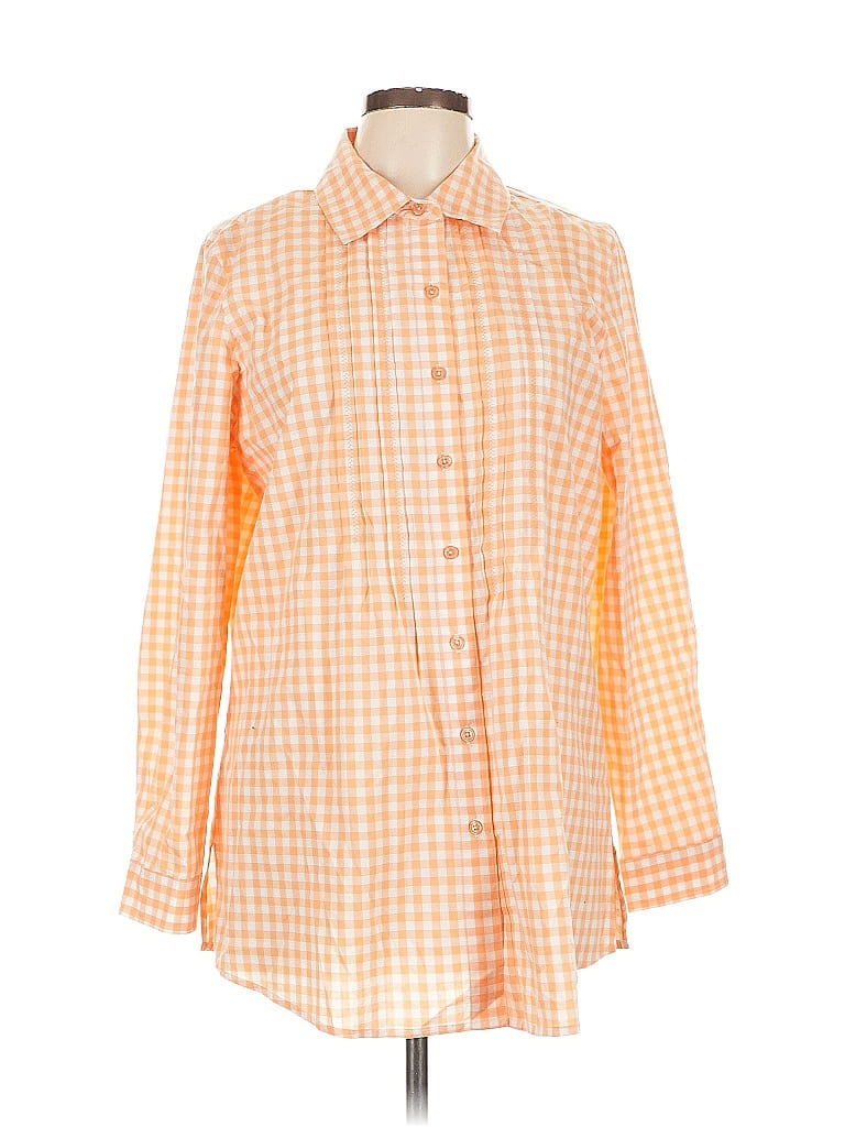 Pre-owned Norm Thompson 3/4 Sleeve Button Down Shirt In Orange