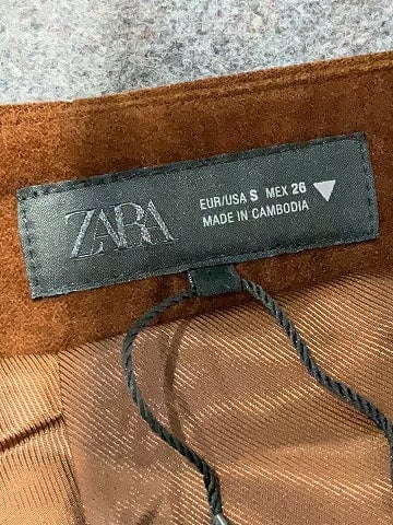 Zara 100% Polyester Solid Brown Casual Skirt Size S
