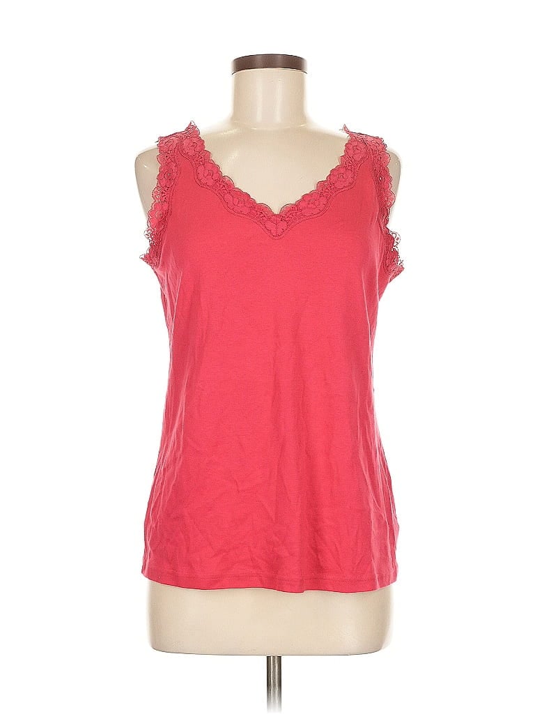Pre-owned Karen Scott Tank Top Red Sweetheart Neckline Tops