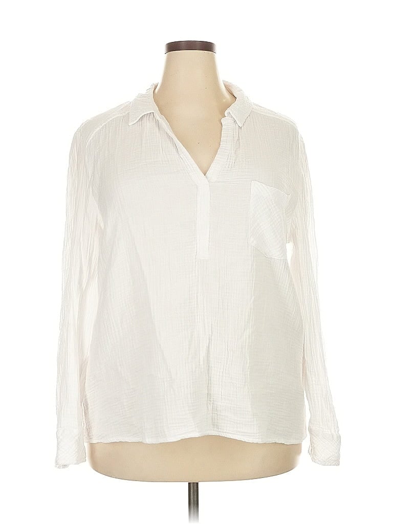 Pre-owned 1.state Long Sleeve Blouse In White