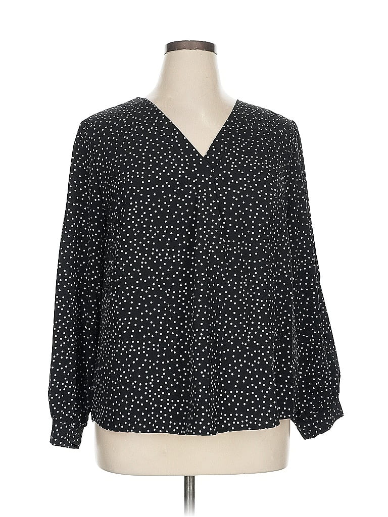 Pre-owned Shein Curve Long Sleeve Blouse In Black