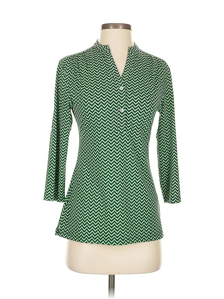 Pre-owned Ellie Kai 3/4 Sleeve Blouse In Green