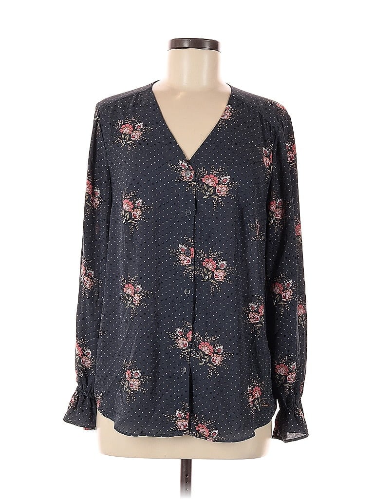 Pre-owned T Tahari Long Sleeve Blouse In Blue