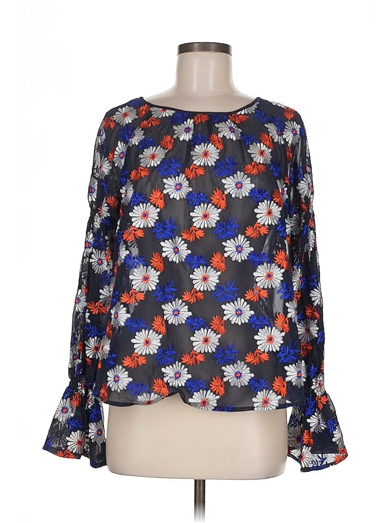 Pre-owned Ella Moss Long Sleeve Blouse In Blue