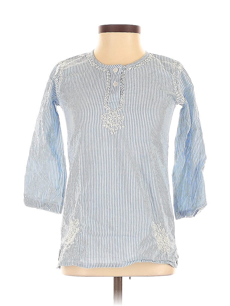 Click to view more detailed imagery on our partner's website Pre-owned Madison Mathews 3/4 Sleeve Blouse In Blue