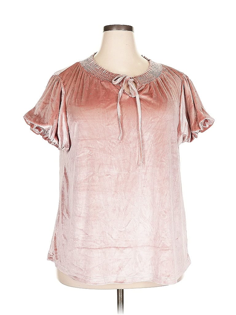 Pre-owned Piper & Scoot Short Sleeve Blouse In Pink