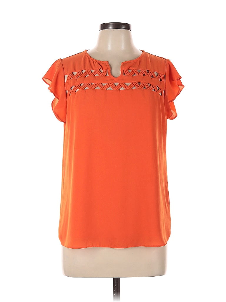 Pre-owned Q & A Short Sleeve Blouse In Orange