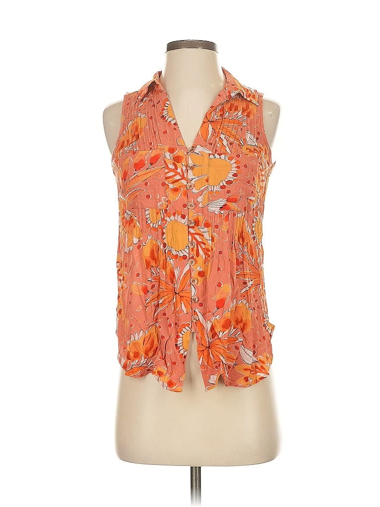 Pre-owned Vera For Anthropologie Sleeveless Blouse In Orange