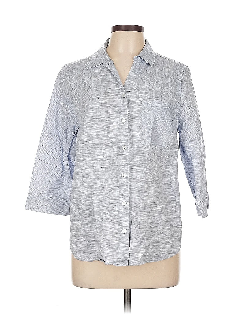 Pre-owned Chico's 3/4 Sleeve Button Down Shirt In Gray