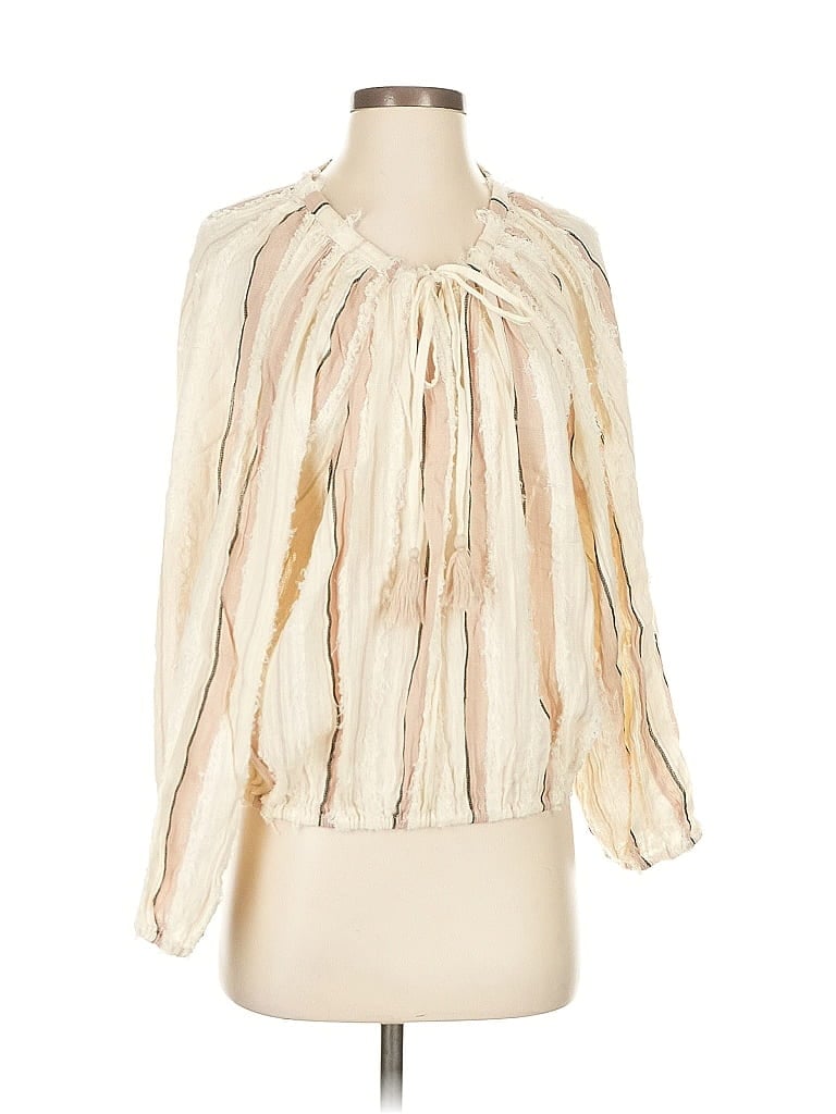 Pre-owned Mng Long Sleeve Blouse In White