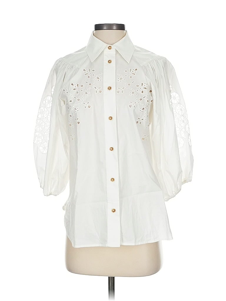 Pre-owned Caballero 3/4 Sleeve Blouse In White
