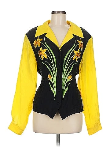 Bob Mackie Long Sleeve Silk Top (view 1)
