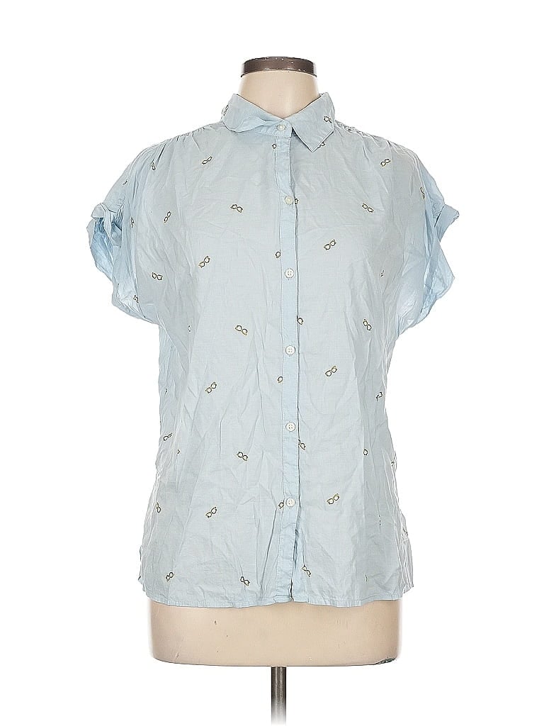 Pre-owned Old Navy Short Sleeve Blouse In Blue