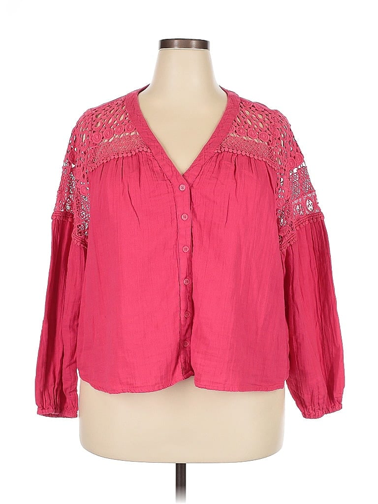 Pre-owned Lane Bryant 3/4 Sleeve Blouse In Pink