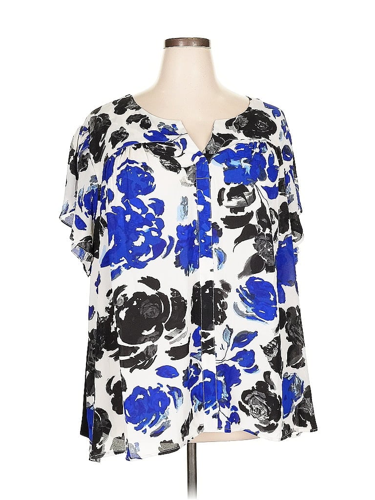 Pre-owned Daniel Rainn Short Sleeve Blouse In Blue