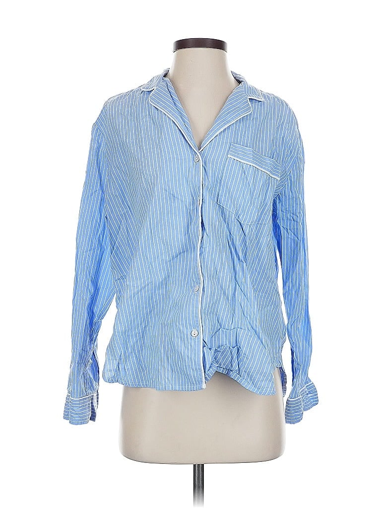 Pre-owned Gap Body Long Sleeve Button Down Shirt In Blue