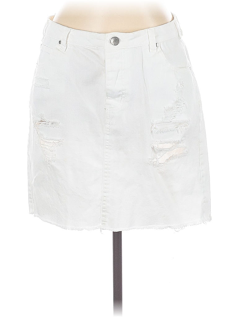 Pre-owned Design Lab Lord & Taylor Denim Skirt In White
