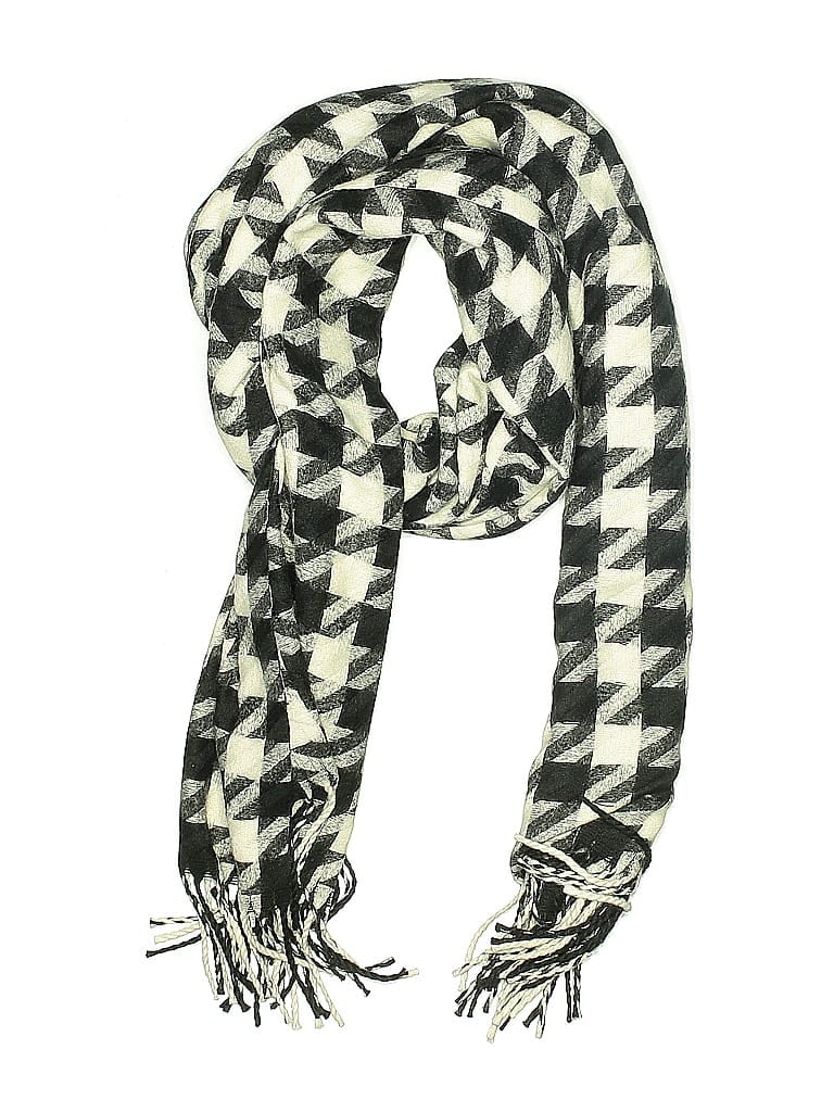 Pre-owned Top It Off Scarf Black Houndstooth Pattern Accessories