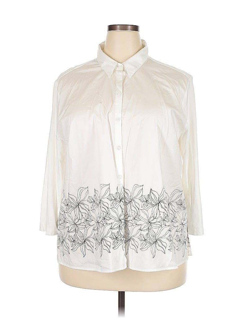 Pre-owned Chico's 3/4 Sleeve Blouse In White