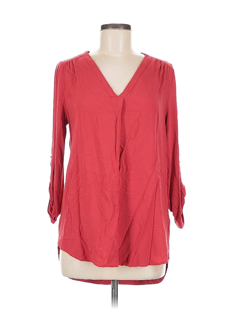 Pre-owned Pleione 3/4 Sleeve Blouse In Red