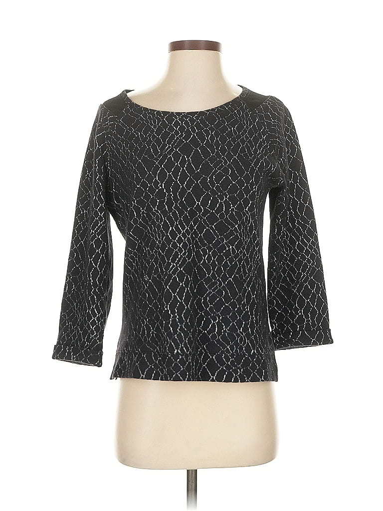 Pre-owned Calvin Klein 3/4 Sleeve Top Gray Boatneck Tops