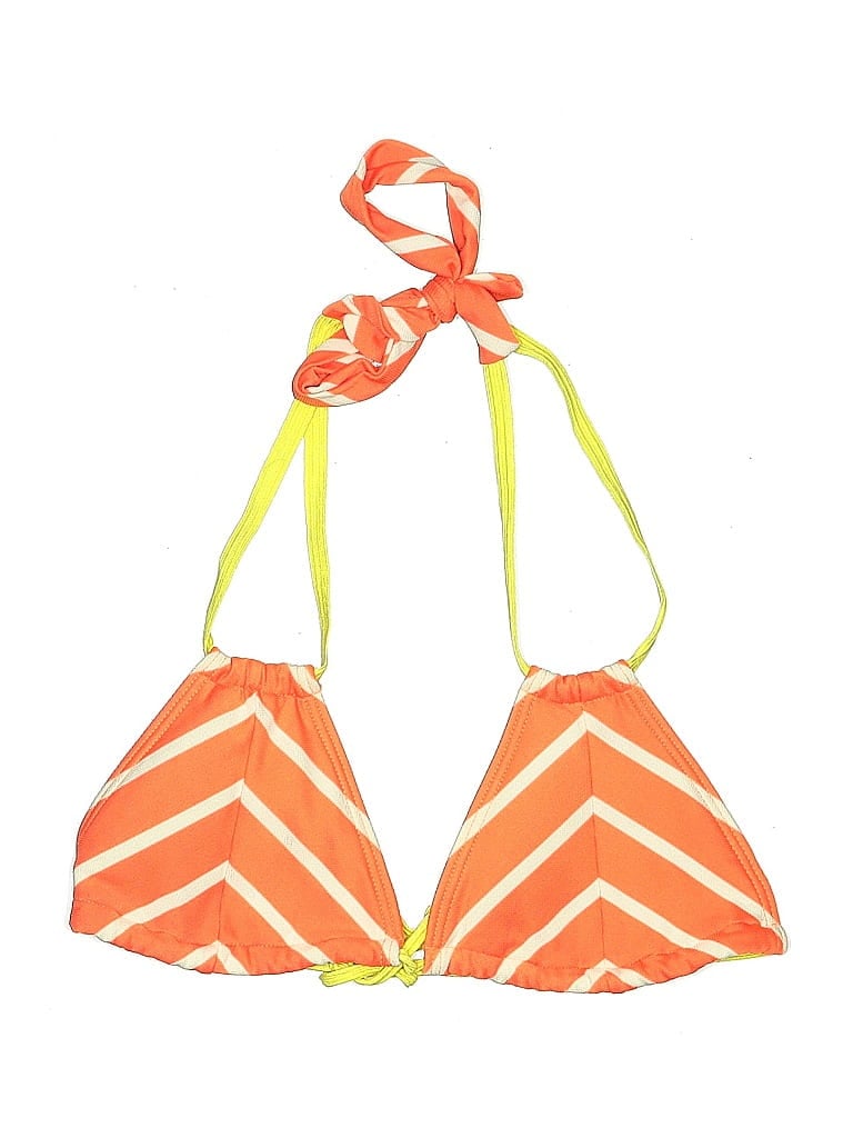 Pre-owned Juicy Couture Swimsuit Top Orange Chevron/herringbone Pattern Swimwear