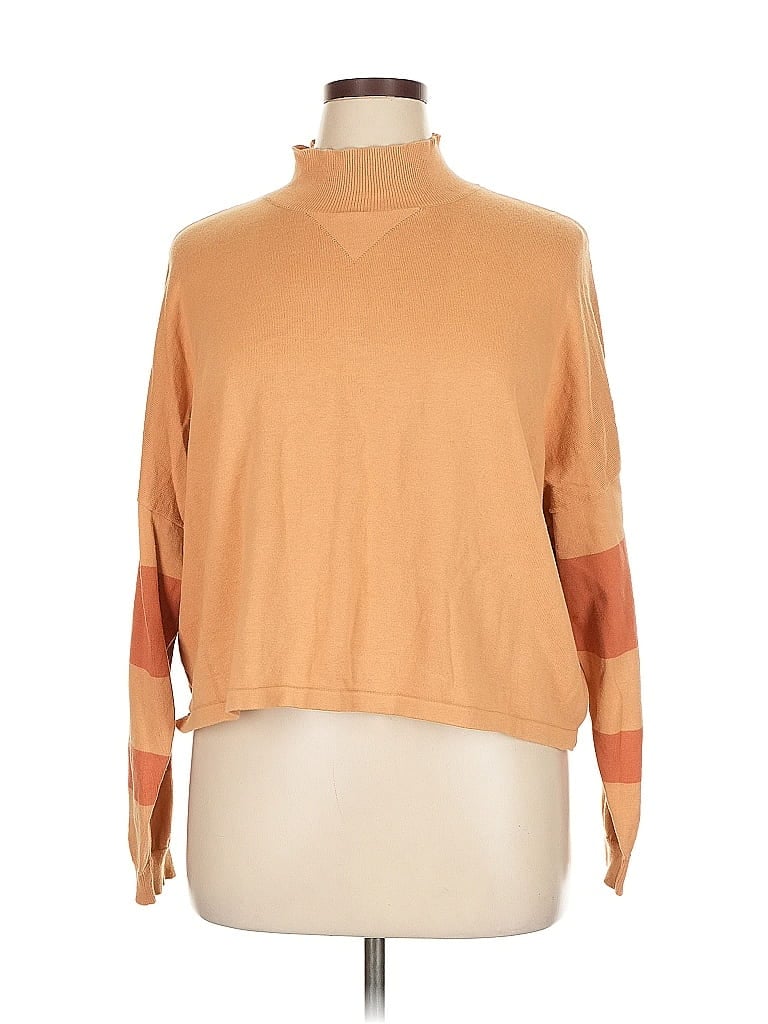 Pre-owned Roolee 3/4 Sleeve Turtleneck In Orange