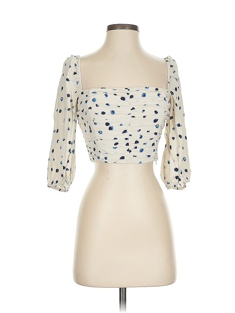 Pre-owned Wilfred 3/4 Sleeve Top Ivory Sweetheart Neckline Tops In White