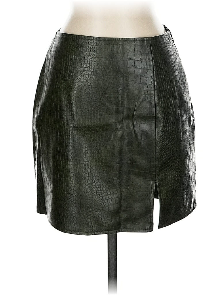 Pre-owned Acoa Collection Faux Leather Skirt In Green