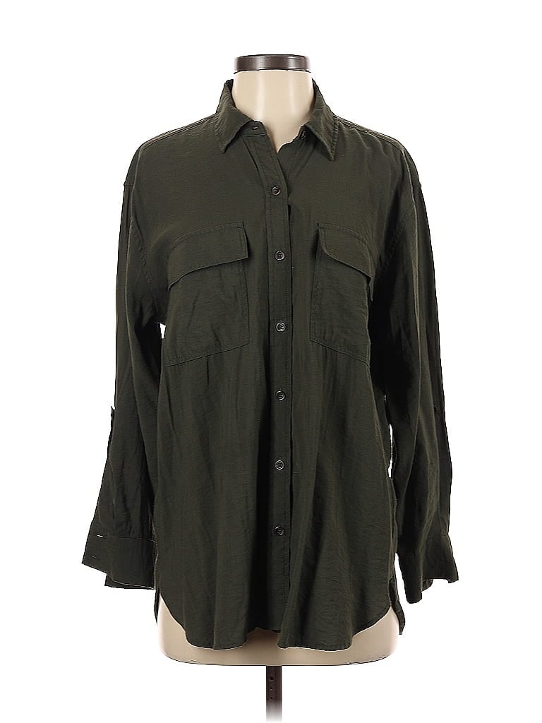 Pre-owned Banana Republic Factory Store 3/4 Sleeve Button Down Shirt In Green