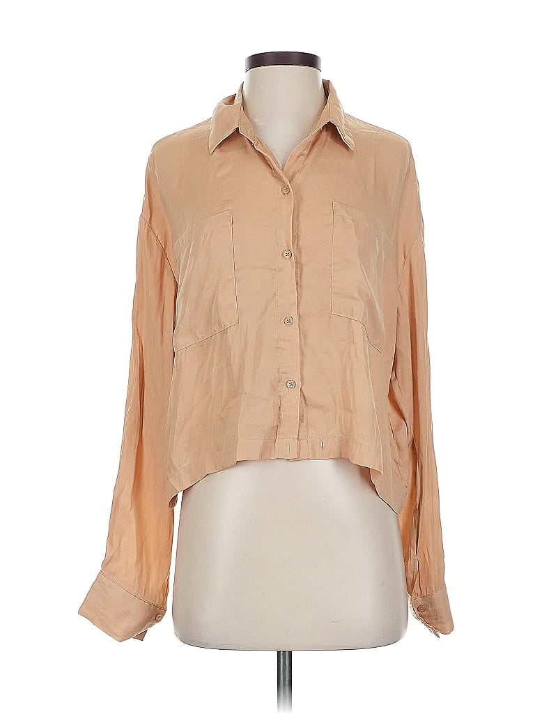 Pre-owned Lumiere Long Sleeve Blouse In Brown