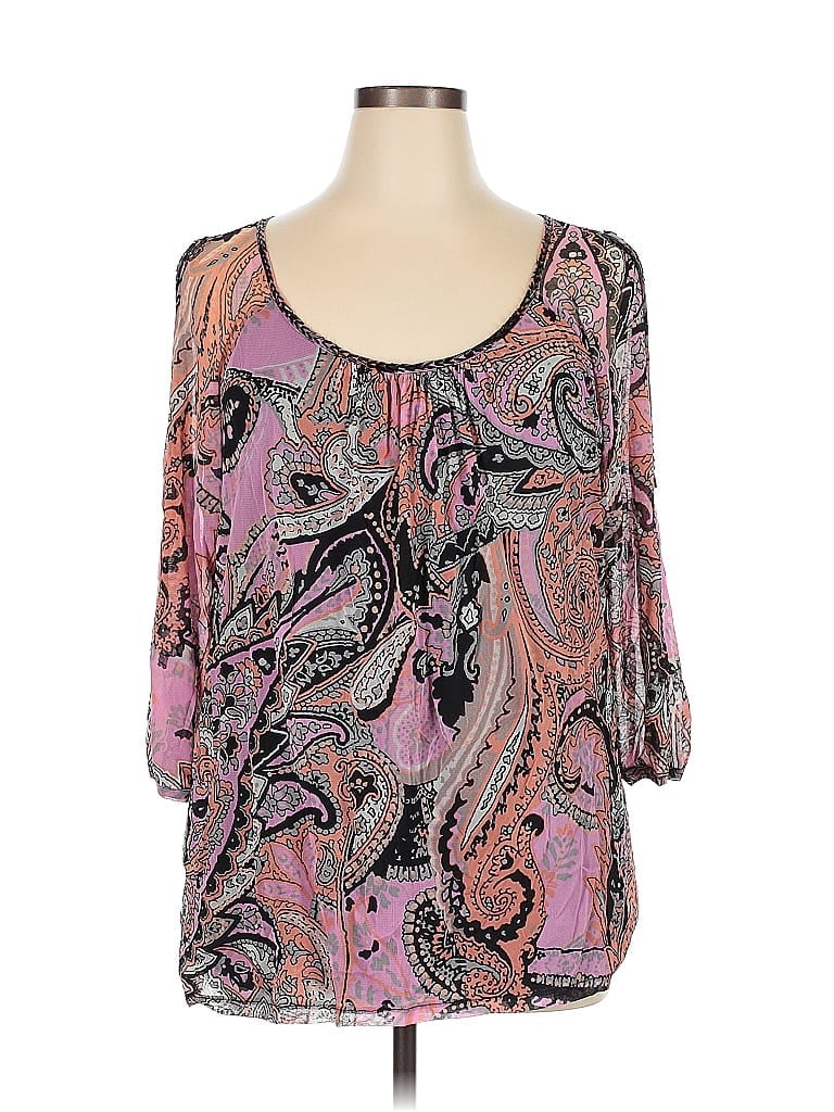 Pre-owned Inc International Concepts 3/4 Sleeve Blouse In Pink