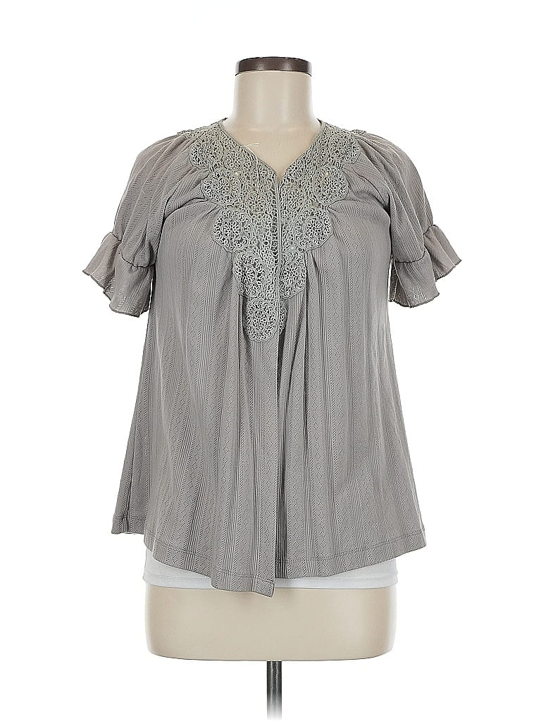 Pre-owned Trinity ... Short Sleeve Blouse In Gray