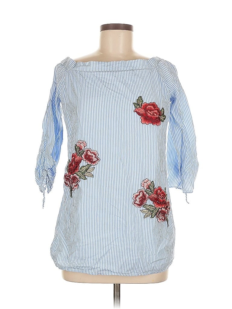 Pre-owned Romeo & Juliet Couture 3/4 Sleeve Blouse In Blue
